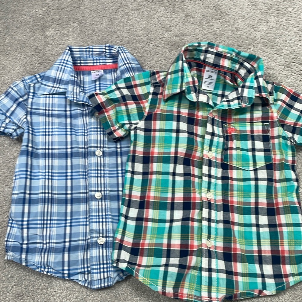 Toddler Boys Size 2T Plaid Collared Short-Sleeve Shirts